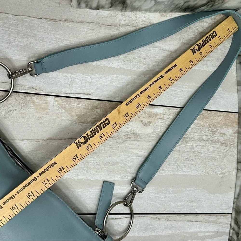Retropose Handmade Italian Leather Boho Frosty Blue Hobo Bag Coquette Coastal